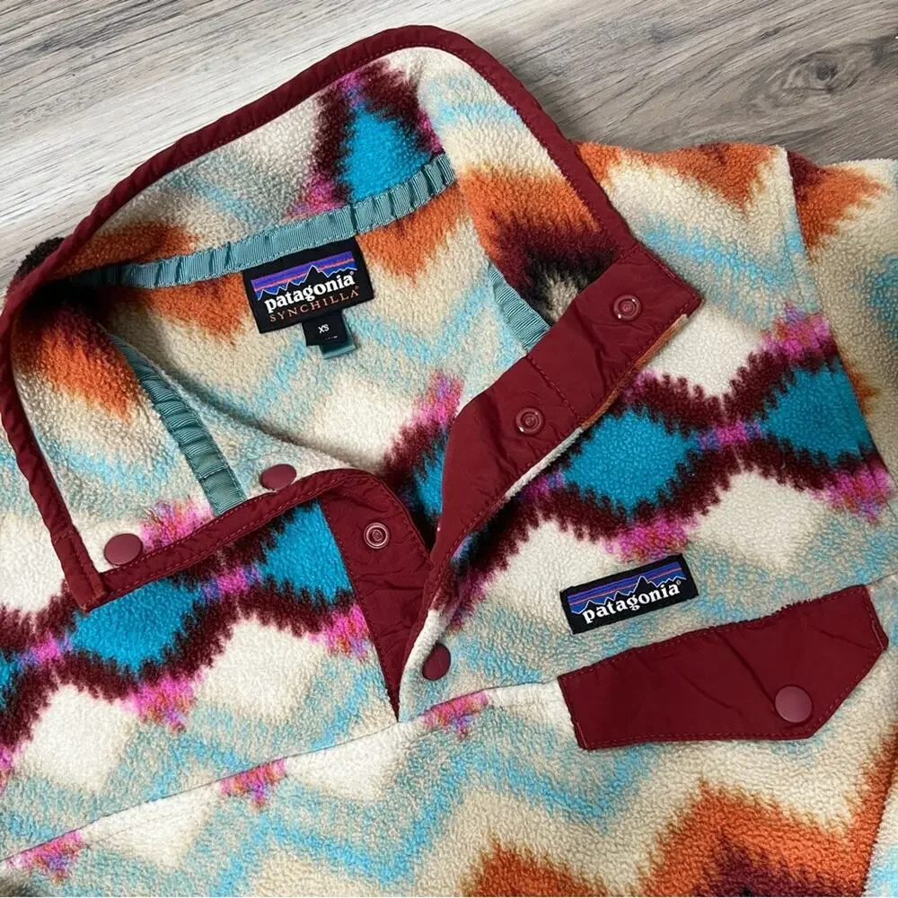 Patagonia Synchilla Snap T Fleece Pullover Sweater Timber Twist Aztec Print - Picture 3 of 6